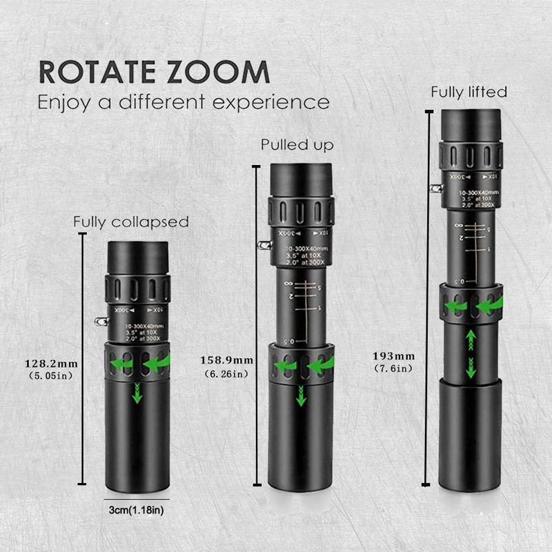 Portable 4K Single Lens Telescope, 10-300X40 Variable Zoom High Definition Portable Telescope, Telescope for Outdoor Camping Hunting Travel, Christmas Gift