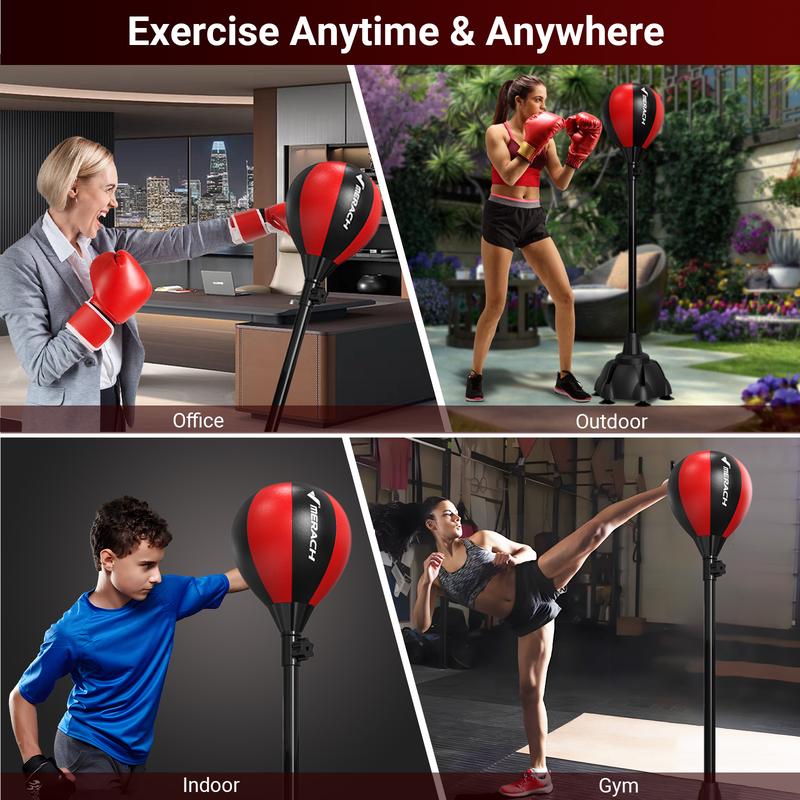 MERACH Punching Bag with Stand, Boxing Bag Height Adjustable Suitable for Smooth Floor Tiles - Speed Bag for Training, Boxing Equipment, Stress Relief & Fitness