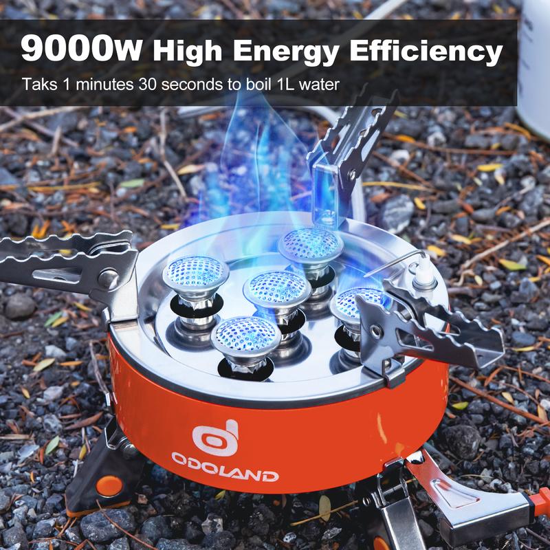 Odoland 9000W Portable Camping Stove Lightweight Camp Stove Collapsible Backpacking Stove with EVA Box for Outdoor Camping Cooking Hiking and Picnic