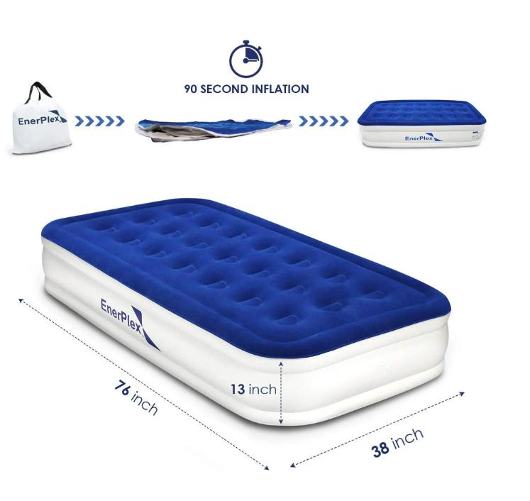 EnerPlex Air Mattress with Built-in Pump - Double Height Inflatable Mattress for Camping, Home & Travel