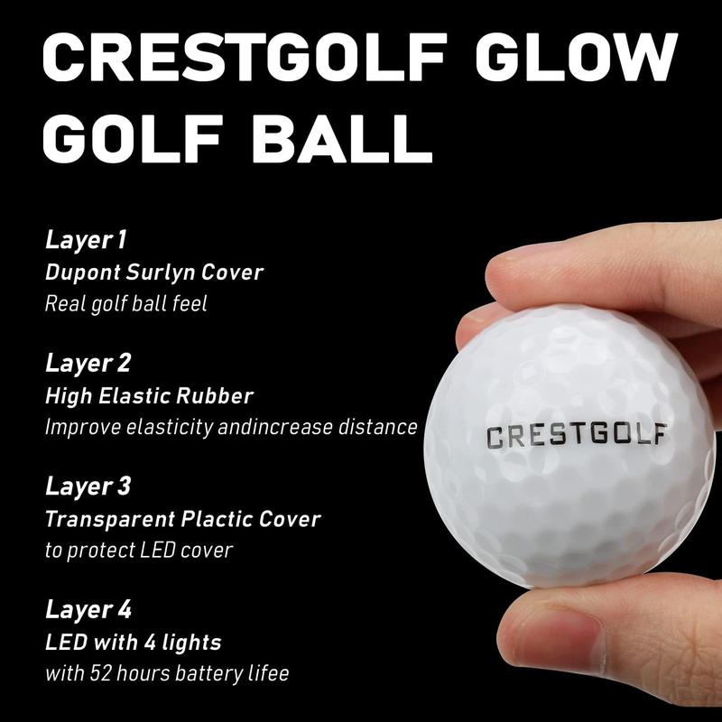 Glow in The Dark Golf Balls  with 4 Lights 12-Minute Reset Timer Super Bright in Dark Light Up LED Golf Balls for Night & Golf Gift for Golfer Christmas (Mixed Color,6pcs)