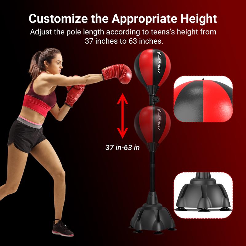 MERACH Punching Bag with Stand, Boxing Bag Height Adjustable Suitable for Smooth Floor Tiles - Speed Bag for Training, Boxing Equipment, Stress Relief & Fitness