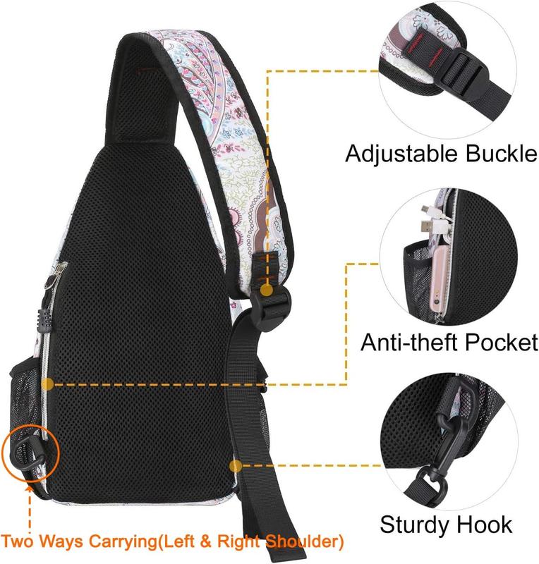 MOSISO Mini Sling Backpack,Small Hiking Daypack Pattern Travel Outdoor Sports Bag