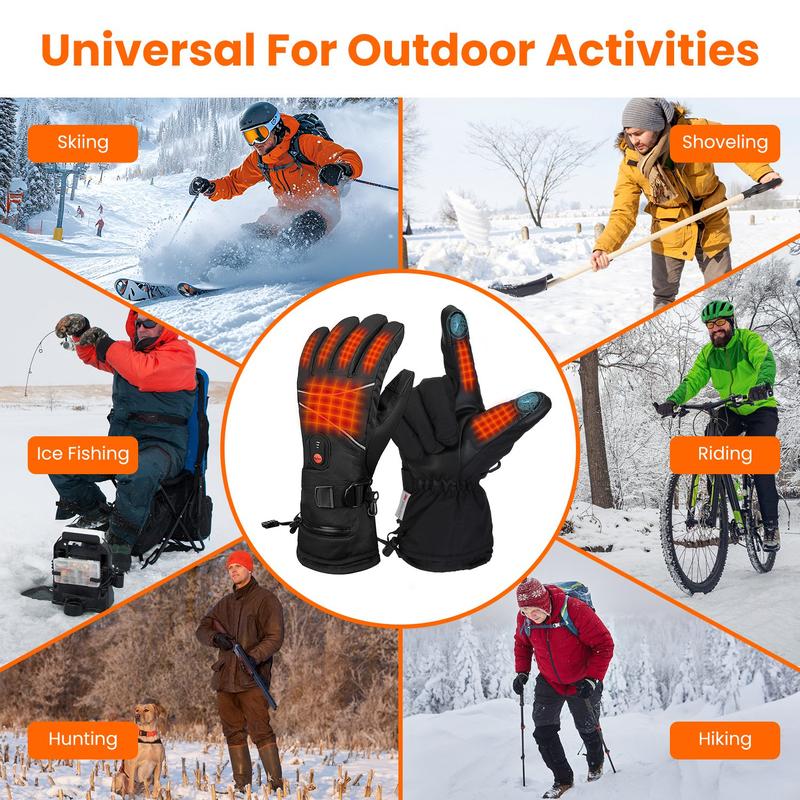 Heated Gloves, Rechargeable Heated Gloves for Men Women, Waterproof Battery Heated Gloves, Upgrade Non-Slip Electric Heating Gloves for Cycling Skiing Hiking Hunting