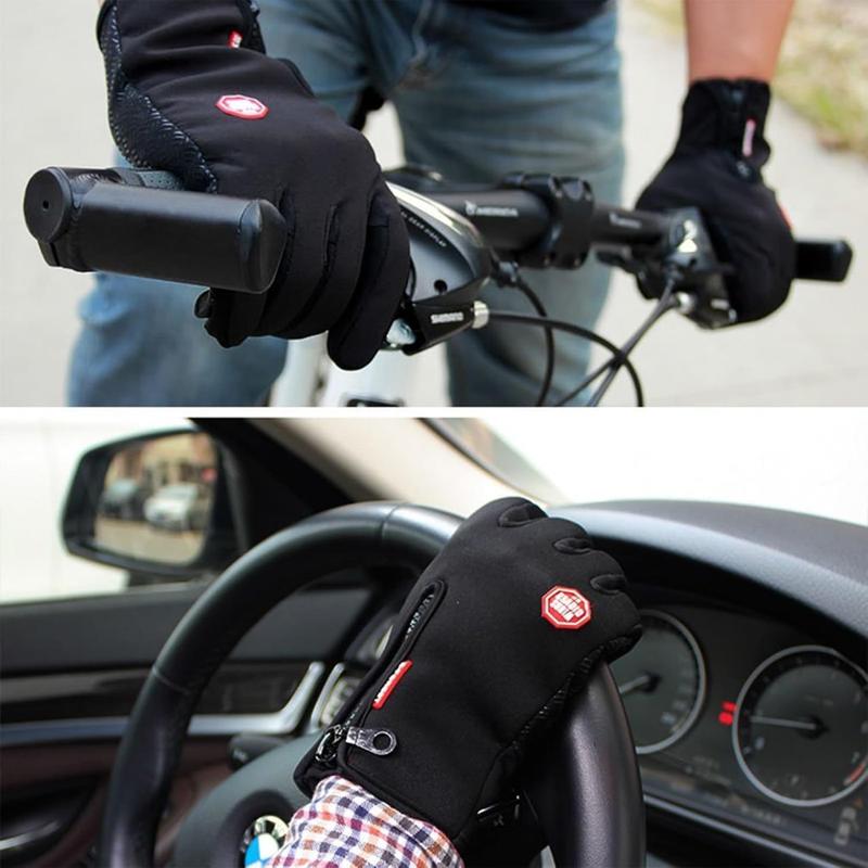 Outdoor Winter Touchscreen Warm Gloves, Water Resistant Windproof Anti-Slip Sports Gloves for Cycling Driving Running Hiking Climbing Skiing Sports, Adjustable Size for Men&Women