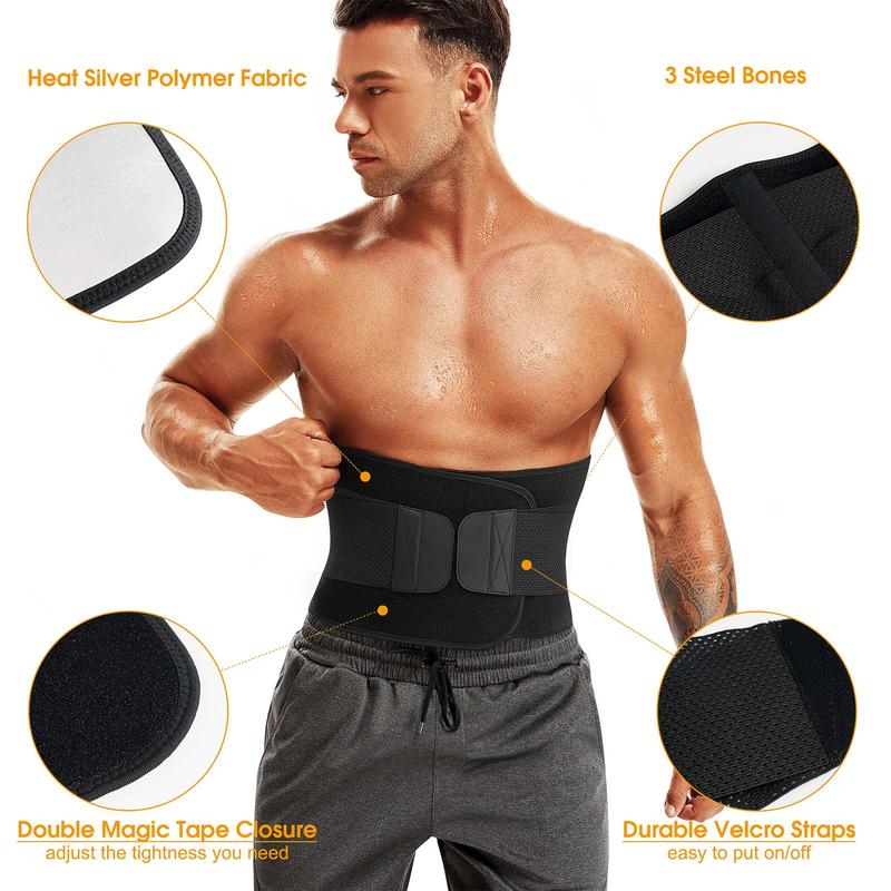 Men's Sports Waist Trainer, Double Layer Velcro Sports Waist Belt, Waist Trainer for Men, Sports & Outdoor Clothing Accessories