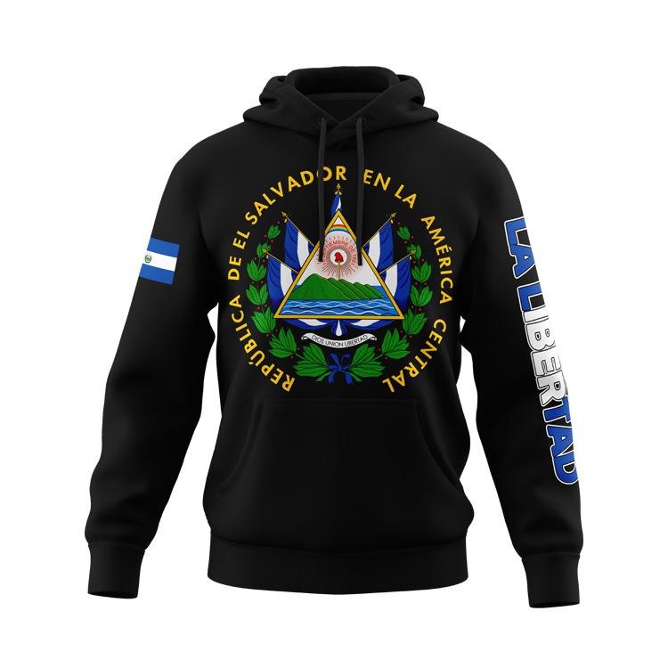 El Salvador States Design Black Hoodie