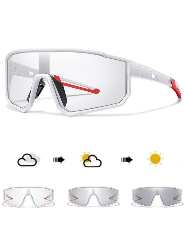 Unisex Photochromic Sporty Sunglasses, Flat Top Wrap Sunlight, Windproof Goggles for Outdoor Sports, Cycling, Hiking, Baseball, Softball, Back To School