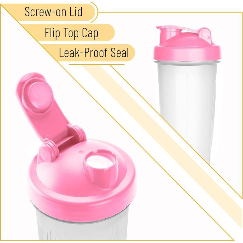 Shaker Bottles for Protein Mixes with Twist Cap, 28 oz, Pink Protein Shaker Bottle with Wire Whisk Ball, Mixer Bottle, Protein Shake Bottles, Protein Bottle, Protein Shake Bottle