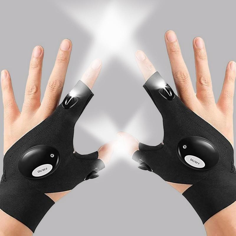 Left & Right Hand Design LED Light Up Gloves, 1 2 Counts Creative Sports Gloves, Outdoor Accessories for Car Repair Fishing Camping, Christmas, Christmas Gift