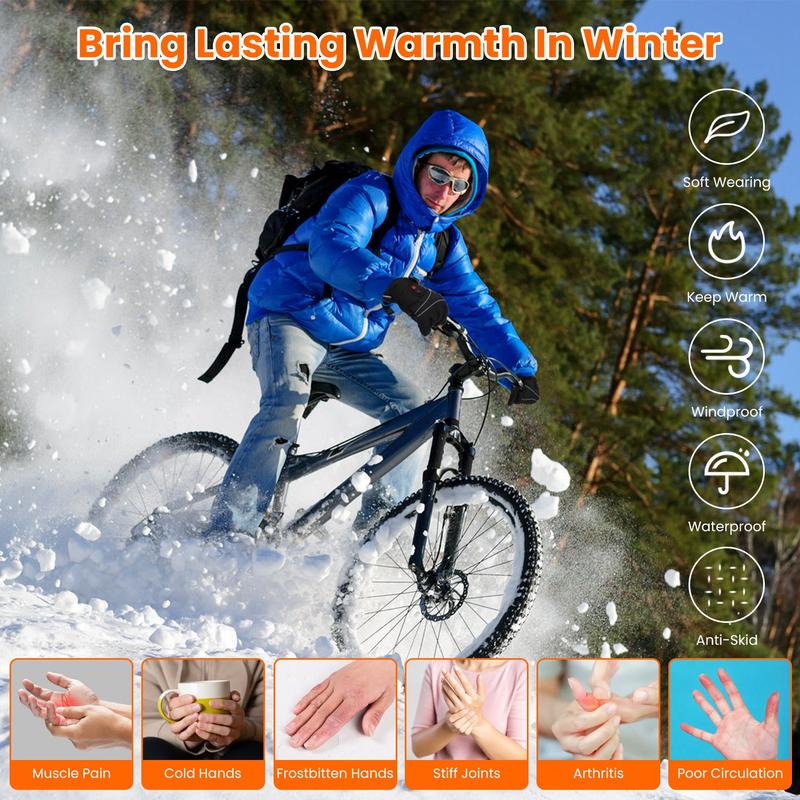 Heated Gloves, Rechargeable Heated Gloves for Men Women, Waterproof Battery Heated Gloves, Upgrade Non-Slip Electric Heating Gloves for Cycling Skiing Hiking Hunting