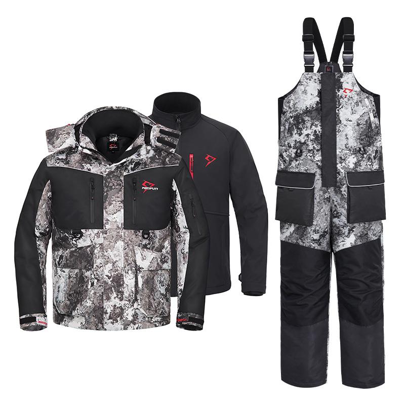 Piscifun Ice Fishing Suit,3 in 1 Jacket,Waterproof Fishing Bib With Flotation Technology