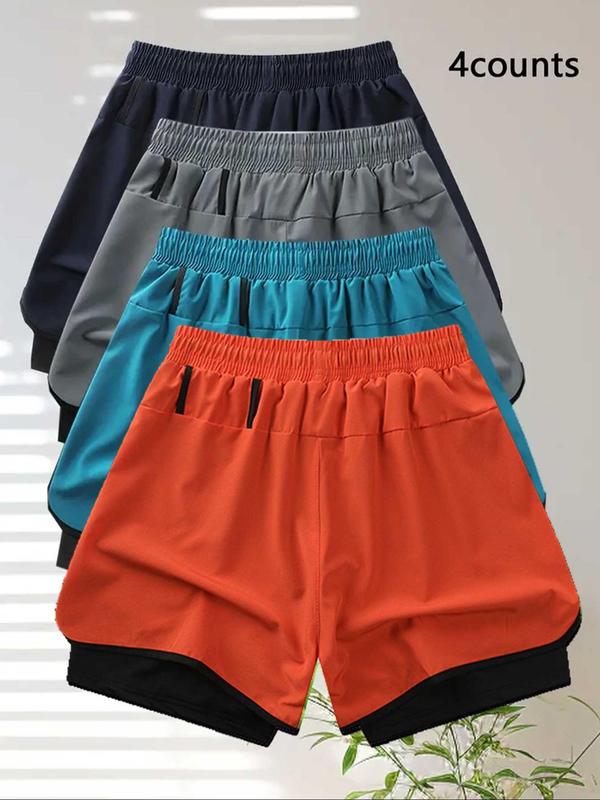 Men's Mixed Color Sports Shorts, 2024 New Style Breathable Comfortable Quick Drying Shorts, Casual Sporty Shorts for Summer Beach Vacation