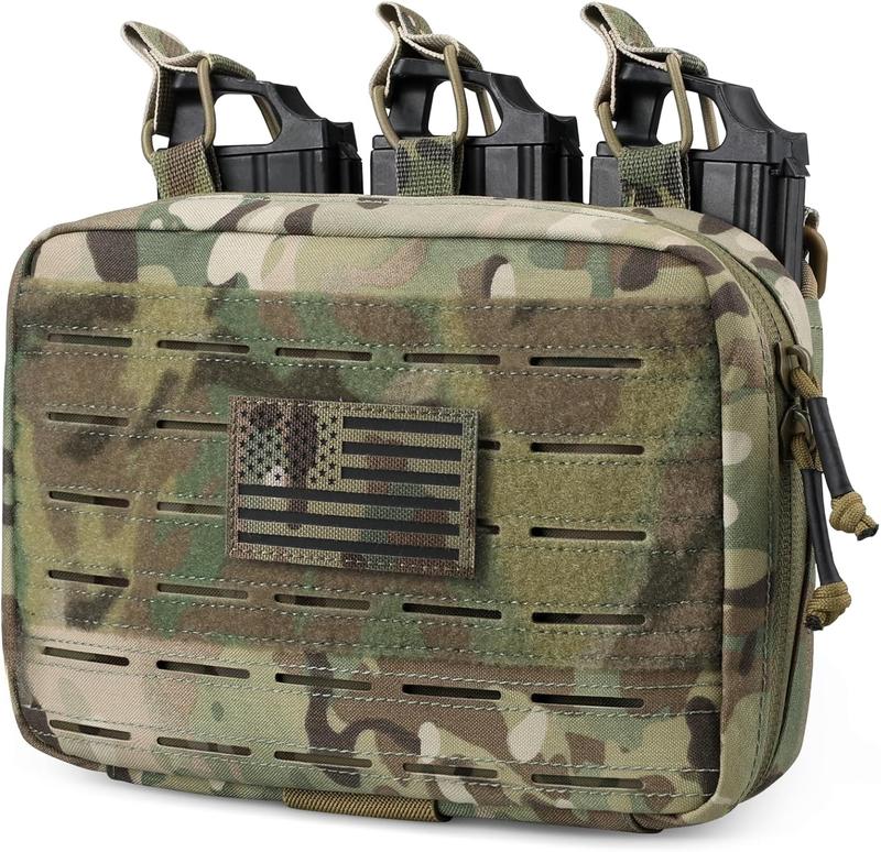 Tactical Mag Pouch, Molle Admin Pouch of Laser Cut, Tactical Medical EMT EDC Pouch, Molle Utility Tool Pouches, Triple Magazine Pouch for M4 M16 Included Patch