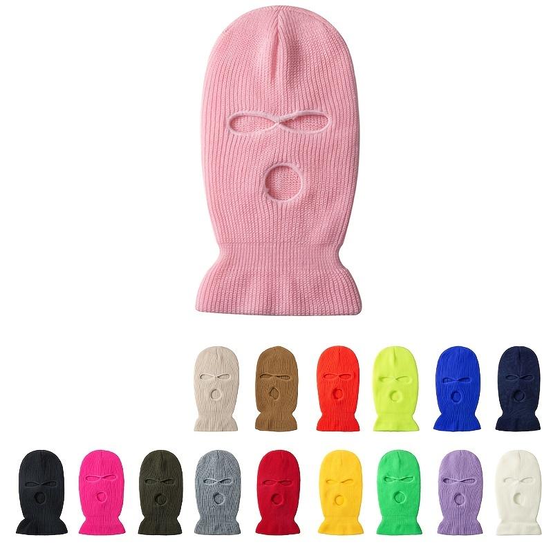 Candy Color Balaclava Funny Hat 3-Hole Ski Mask Knitted Hat Winter Warm Outdoor Cycling Windproof Mask