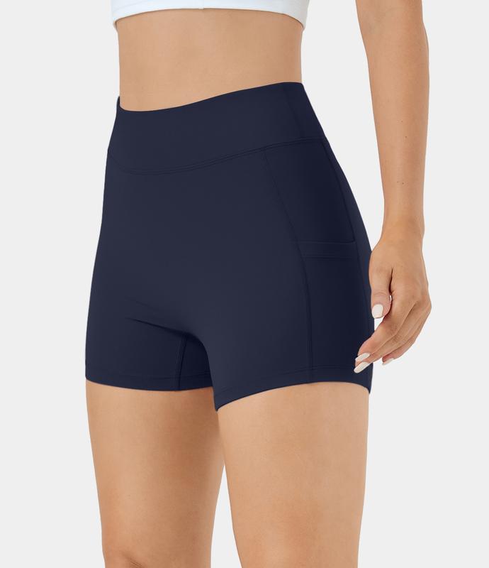 Halara Softlyzero️ Airy High Waisted Side Pocket Plain Cool Touch Yoga Shorts 3.5