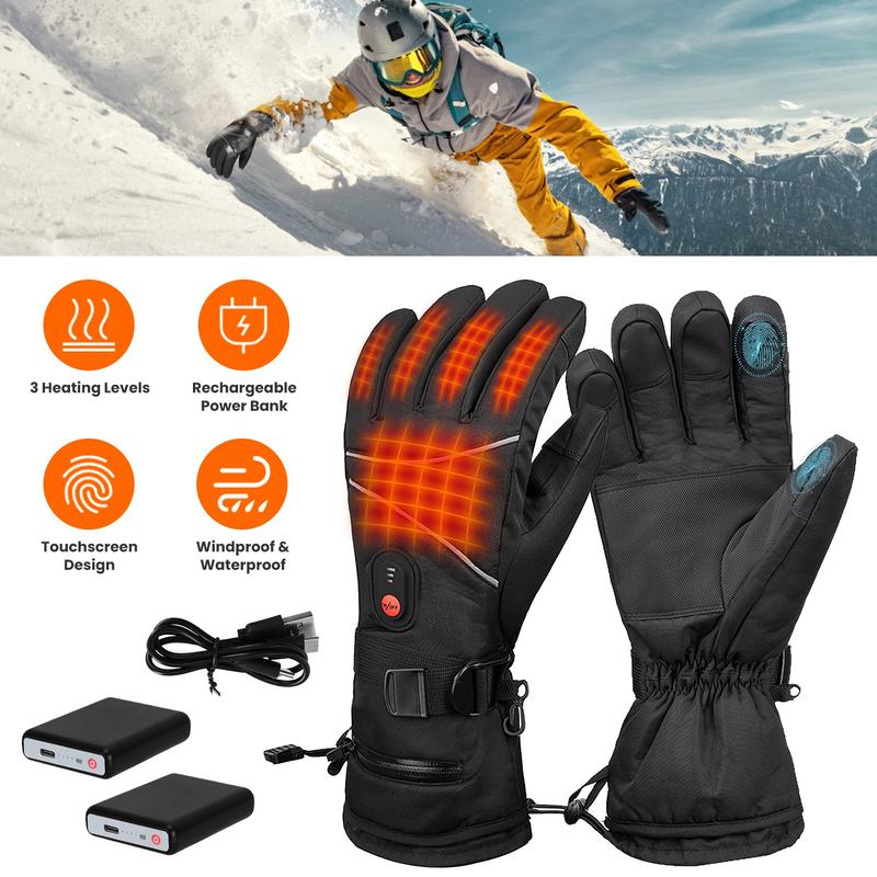 Heated Gloves, Rechargeable Heated Gloves for Men Women, Waterproof Battery Heated Gloves, Upgrade Non-Slip Electric Heating Gloves for Cycling Skiing Hiking Hunting