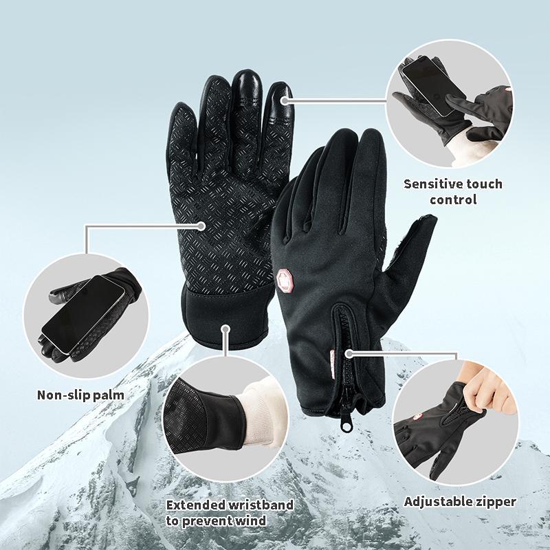 Spring Warm Sensitive Touch Screen Gloves, Adjustable Zipper Waterproof Gloves, Mountaineering Fishing Running Cycling Sports Gloves for Women and Men Dad Grandpa