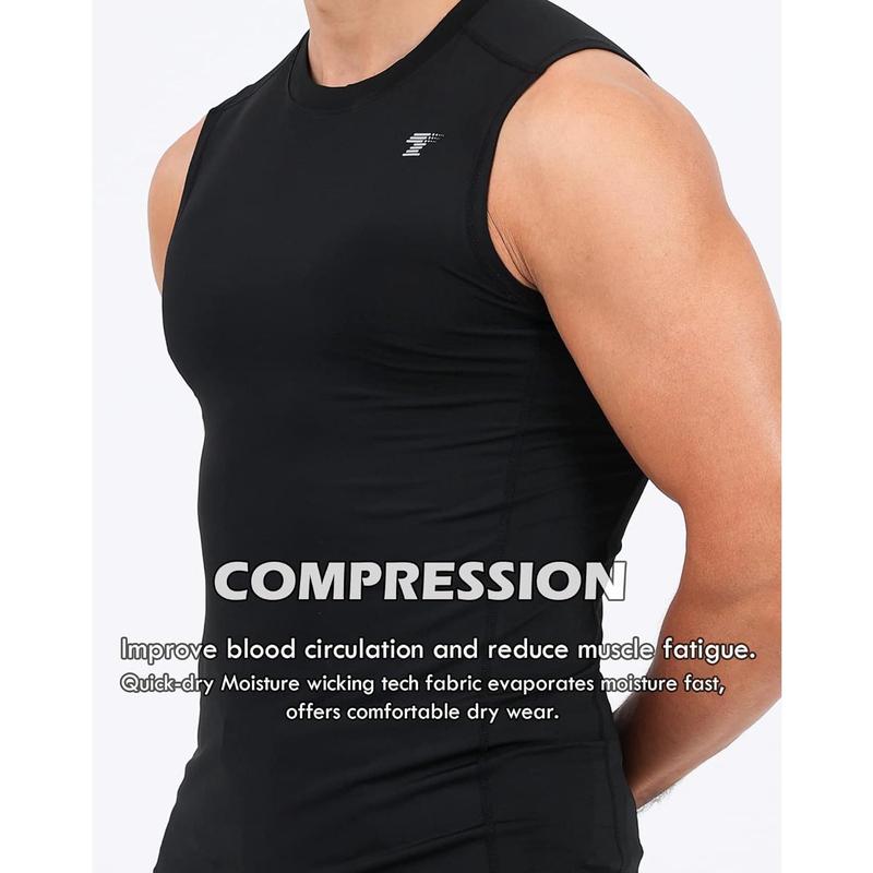 5 Pack Men's Athletic Compression Shirts Sleeveless Workout Tank Top Sports Base Layer Running Basketball