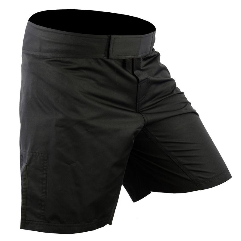 ROAR-INT Black MMA Shorts for Grappling, Jiu-Jitsu Training, Running & Work Out - Stretch Micro-Fiber Fabric