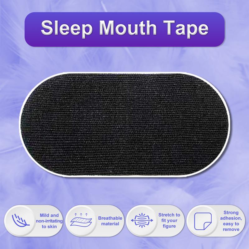 Mouth Tape (30 Strips) for Snore Prevention,  Black Soft Grade Fabric, Strong Hypoallergenic Adhesive, sports accessories Skincare Soft