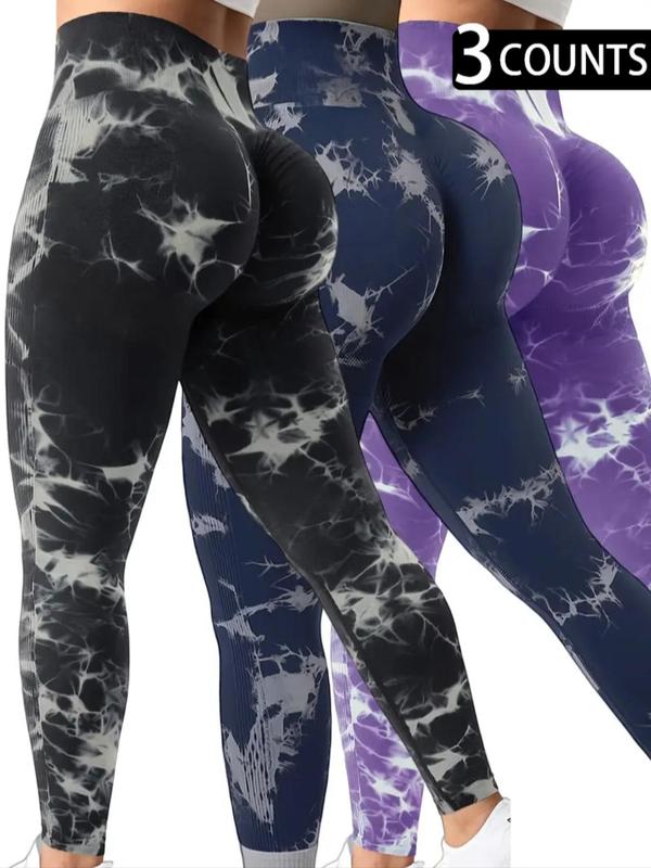 Women's Tie Dye Print High Waist Sports Leggings, Seamless Skinny Pants, Yoga Pants, Gym Leggings, Summer Bottoms, Ladies Sportswear for Indoor Outdoor