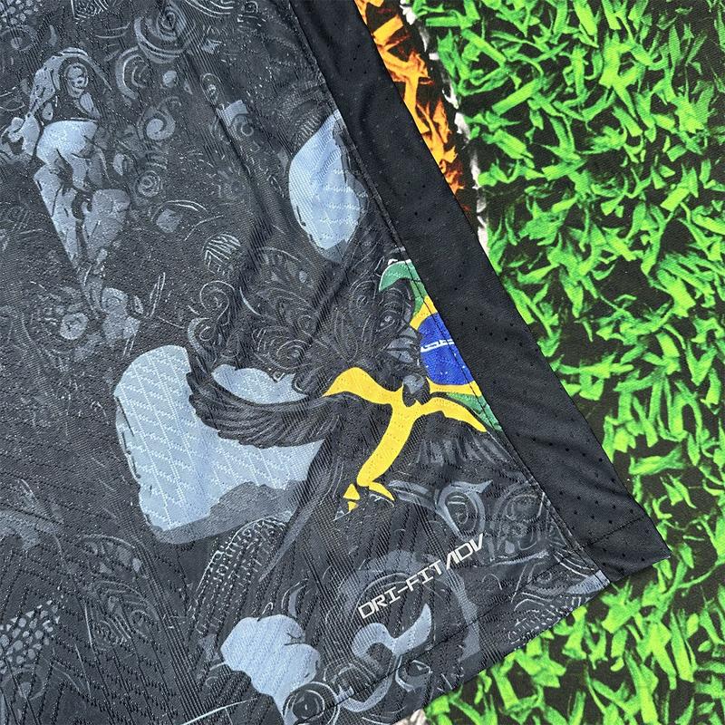 Nike 2425 Brazil Black Short Sleeve Special Edition Redeemer Five Star Soccer Jersey