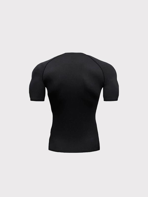 Men's Wing Print Short Sleeve Sports Tee, Sporty Raglan Sleeve Crew Neck T-shirt for Gym Workout Running, Compression Graphic Tees for Men, Sporty Top for Summer