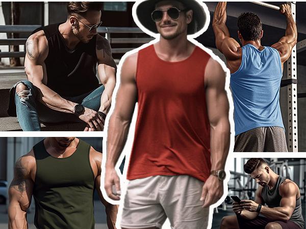 COOFANDY Men's 3 Pack Workout Tank Tops Sleeveless Gym Shirts Bodybuilding Fitness Muscle Tee Shirts