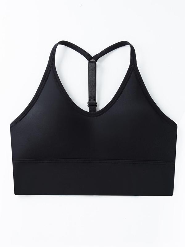 Women's Solid Adjustable Strap Halter Push Up Bra, Breathable Comfortable Detachable Chest Pad Wireless Sports Bra, Women's Lingerie for All Seasons, Please Purchase A Size Up