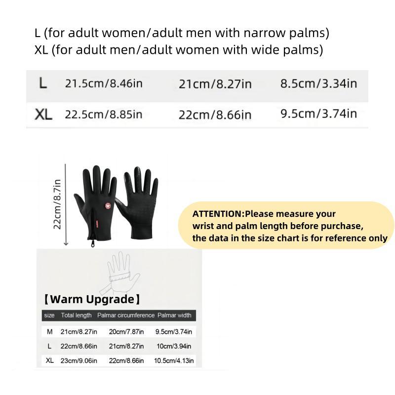 Spring Warm Sensitive Touch Screen Gloves, Adjustable Zipper Waterproof Gloves, Mountaineering Fishing Running Cycling Sports Gloves for Women and Men Dad Grandpa