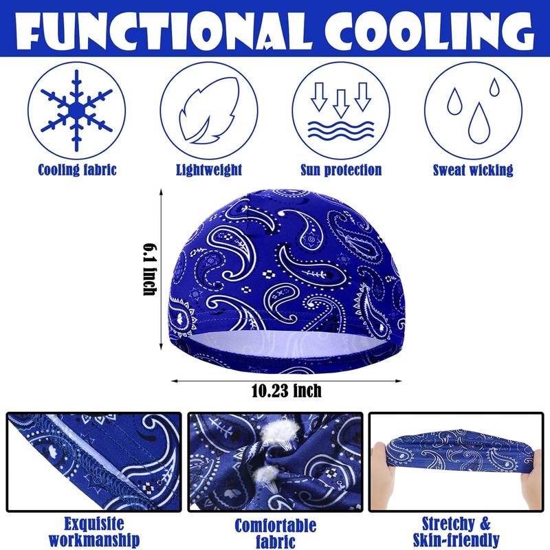 6 Counts  Men Cooling Skull Cap Helmet Liner Sweat Wicking Beanie Head Wrap Bicycle Cycling Running Hat