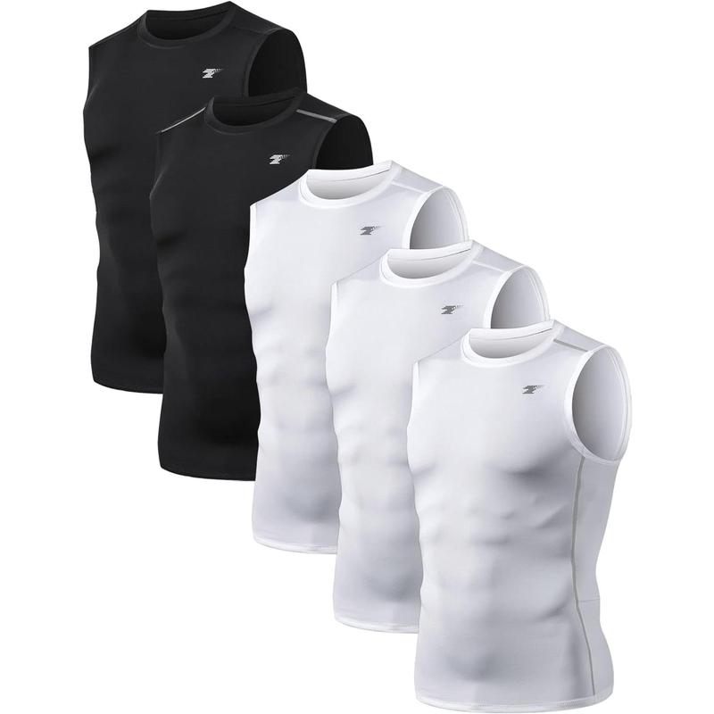 5 Pack Men's Athletic Compression Shirts Sleeveless Workout Tank Top Sports Base Layer Running Basketball