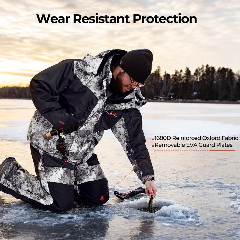 Piscifun Ice Fishing Suit,3 in 1 Jacket,Waterproof Fishing Bib With Flotation Technology