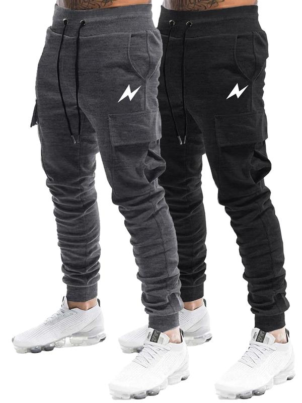 Men's Graphic Drawstring Waist Sweatpants,  Cuffed Joggers, Fall Outfits, Casual Pocket Jogger Pants for Daily Wear, Pants for Men, Knitting Bottoms for Fall, Fall Outfits, Fallfreshness, Fall Clothes 2024