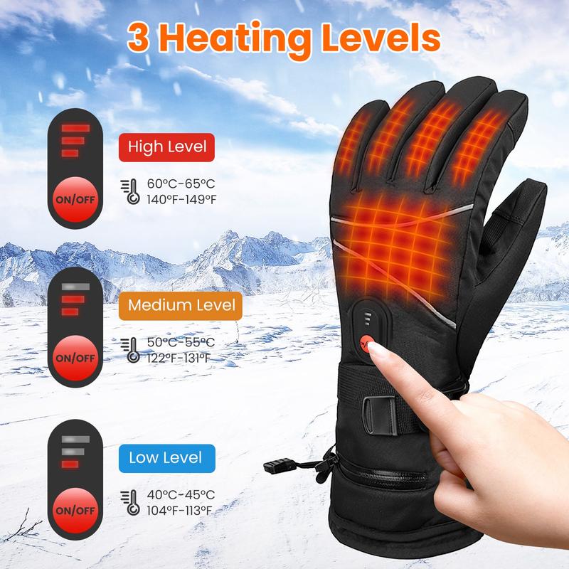 Heated Gloves, Rechargeable Heated Gloves for Men Women, Waterproof Battery Heated Gloves, Upgrade Non-Slip Electric Heating Gloves for Cycling Skiing Hiking Hunting