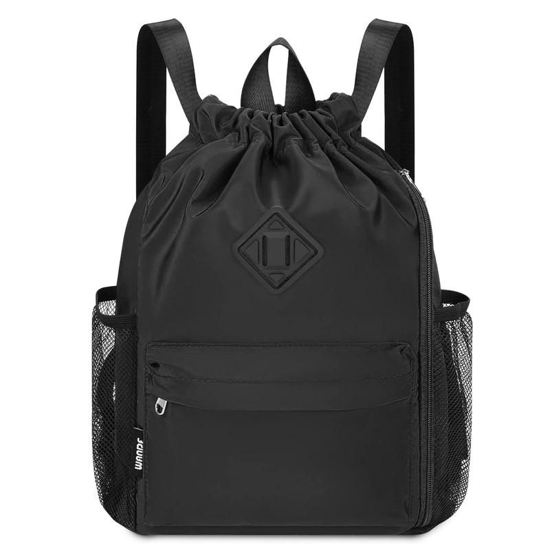 WANDF Drawstring Backpack Sports Gym Bag with Shoes Compartment, Water-Resistant String Backpack Cinch for Women Men