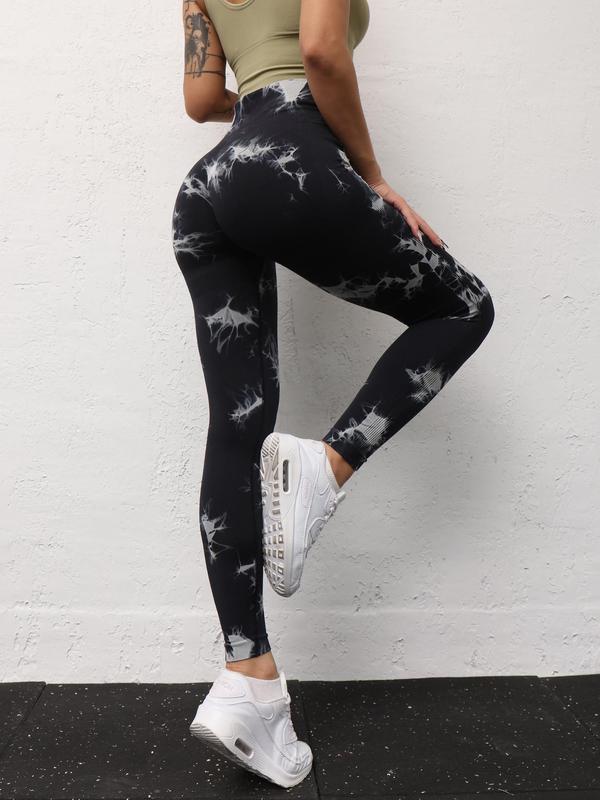 Women's Tie Dye Print High Waist Sports Leggings, Seamless Skinny Pants, Yoga Pants, Gym Leggings, Summer Bottoms, Ladies Sportswear for Indoor Outdoor