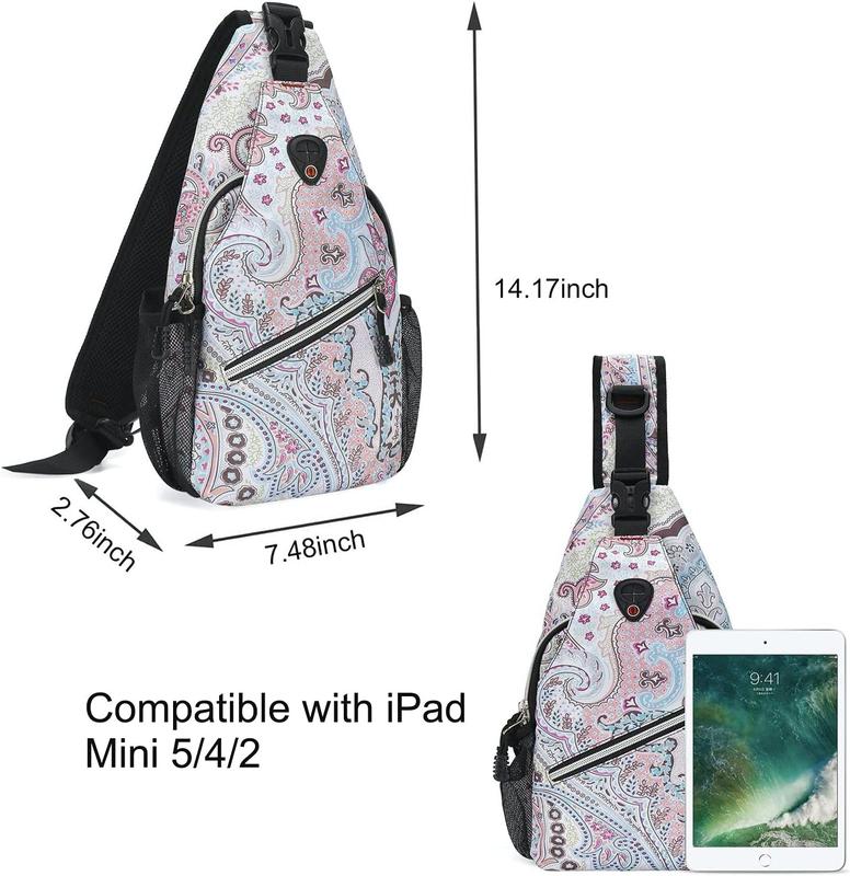 MOSISO Mini Sling Backpack,Small Hiking Daypack Pattern Travel Outdoor Sports Bag