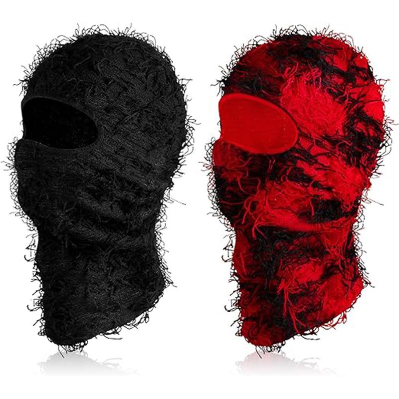 Distressed Balaclava Mask, Full Face Cover Windproof Thermal Balaclava Ski Mask Trend Knitted Camouflage Headgear Unisex Knit Hat Face Mask For Women Men Ultra-Soft Fluffy Balaclava Mask - Windproof Full Face Cover for Sports