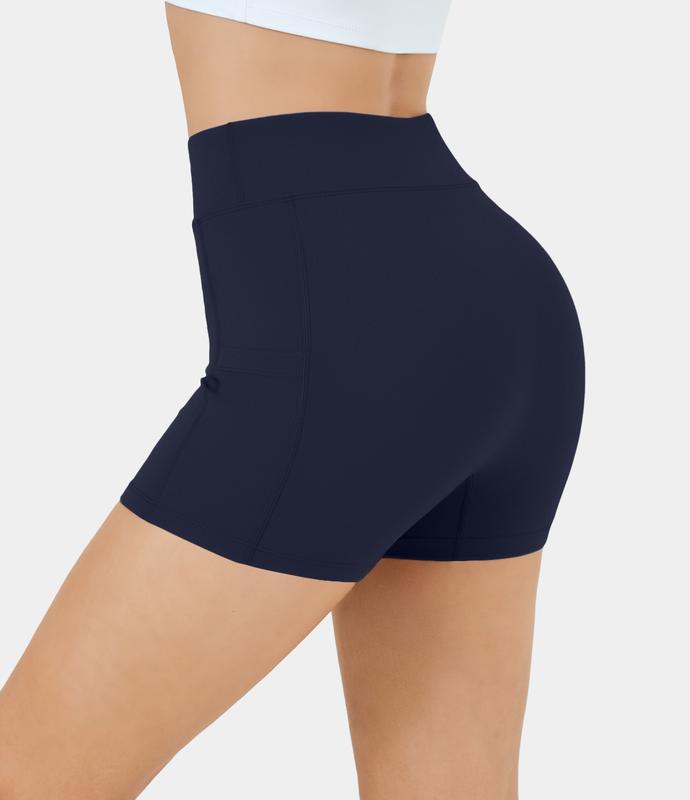 Halara Softlyzero️ Airy High Waisted Side Pocket Plain Cool Touch Yoga Shorts 3.5