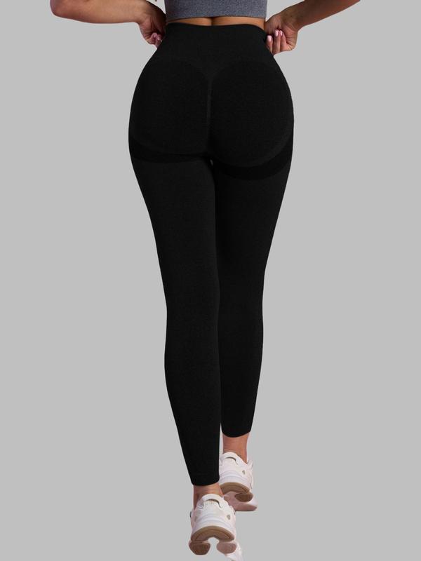 Women's Solid High Waist Sports Leggings, Sporty Breathable Comfortable Skinny Pants, High Stretch Yoga Leggings, Ladies Sportswear for Indoor Outdoor Wear