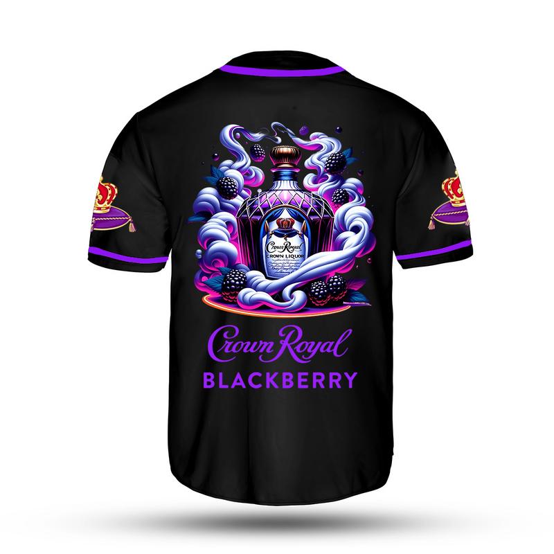 All Black Crown Royal Blackberry Edition Whisky Baseball Jersey Drinking Baseball Jersey X-Mas Liquor Jersey For Men Husbands Blended Canadian Whisky