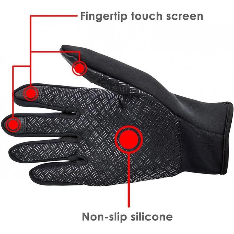 Outdoor Winter Touchscreen Warm Gloves, Water Resistant Windproof Anti-Slip Sports Gloves for Cycling Driving Running Hiking Climbing Skiing Sports, Adjustable Size for Men&Women