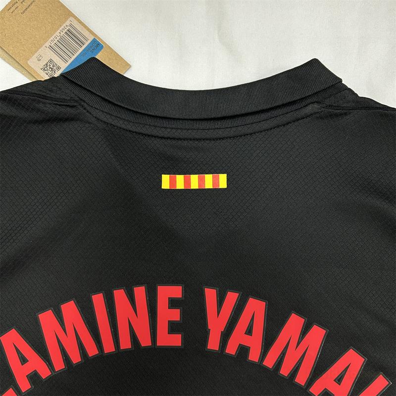 2425 FC Barcelona Away black and red Short Sleeve Top No.19 Lamine Yamal Retro 125th Anniversary Special Edition Soccer Jerseys Quick Drying