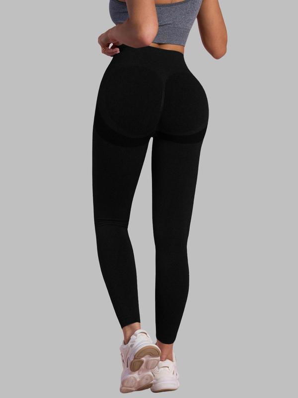 Women's Solid High Waist Sports Leggings, Sporty Breathable Comfortable Skinny Pants, High Stretch Yoga Leggings, Ladies Sportswear for Indoor Outdoor Wear