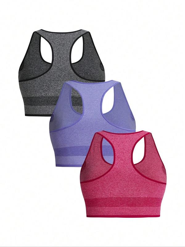  Solid Color Sports Bra, Sporty Breathable Comfortable Bra, Women's Sports Clothing for Indoor Outdoor Wear