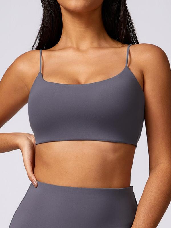 Women's Solid Backless Wireless Sports Bra, Breathable Comfortable Quick-dry Sports Lingerie Top for Yoga Gym Workout, Ladies Sportswear for Summer