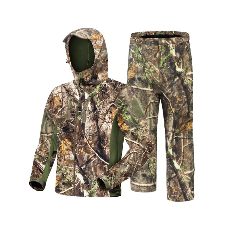 outdoor gifts for men New camouflage men's hunting suit, quiet and warm hunting jacket and pants, waterproof hunting set, suitable for deer, duck, bow and arrow hunting