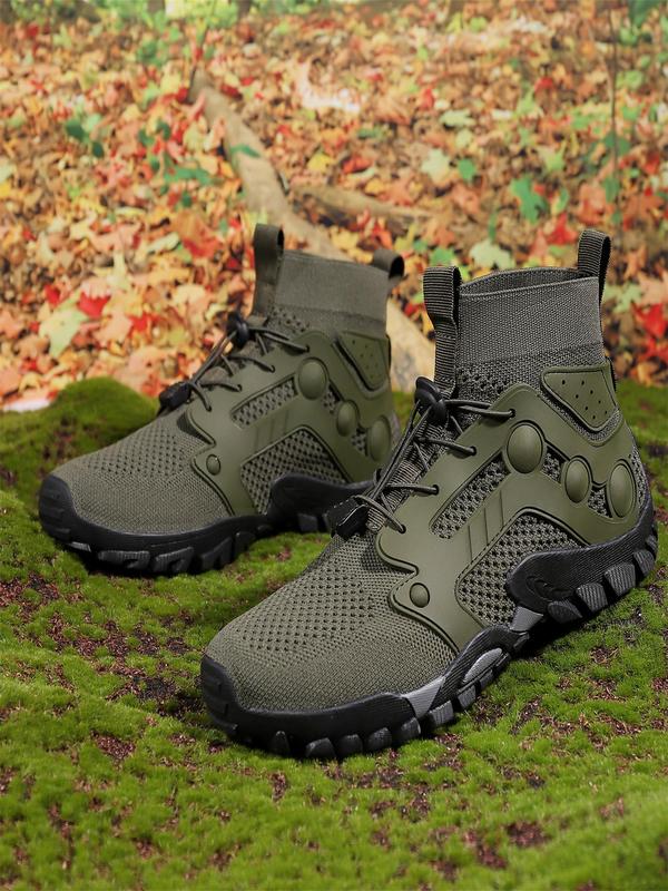 Men's Lace Up Breathable Hiking Shoes, Casual Comfortable Sports Shoes for Outdoor Activities, Male All-match Walking Outdoor Shoes for Daily Wear